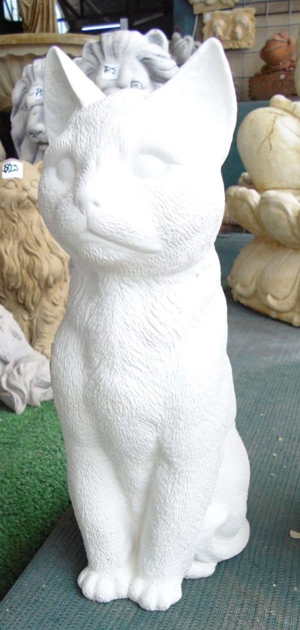 #7 - Concrete Large Upright Tabby Cat (white)