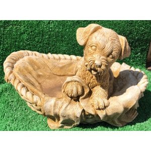 Puppy in Basket Statue