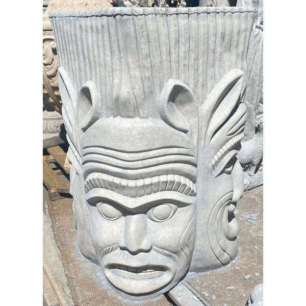 Aztec Head Square Concrete Pot