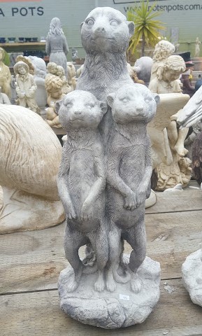 Meerkat Family Concrete Statue (1003)