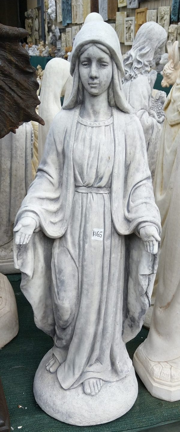 Small Mary of Grace Concrete Garden Statue Grey