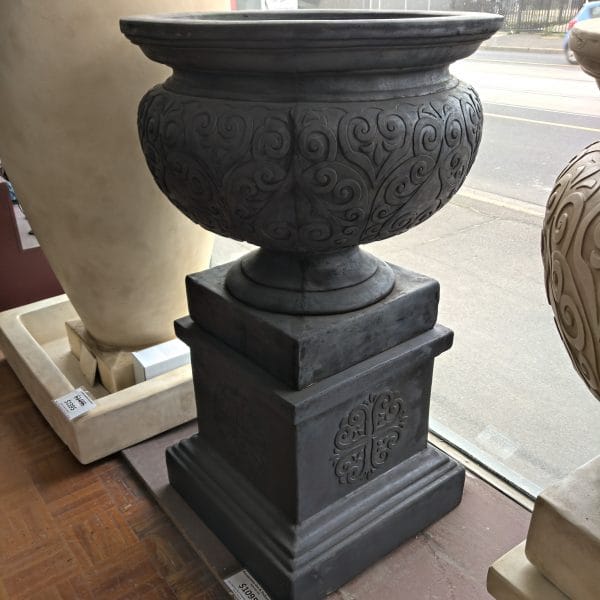 Renaissance Urn & Pedestal Set Charcoal