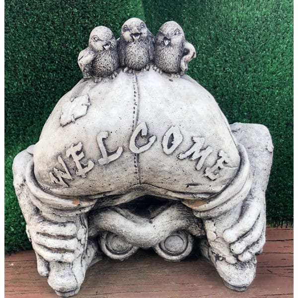 Upside Down Welcome Frog Concrete Statue