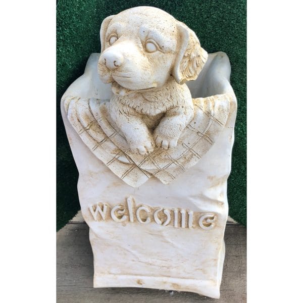 Welcome Bag Smooth Concrete Planter Statue