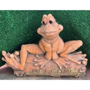 Welcome Frog on a Log Concrete Statue