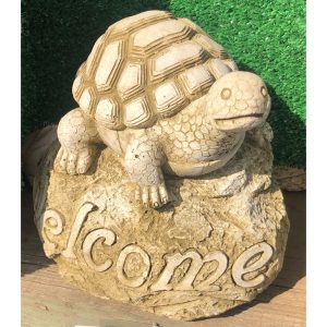 Welcome Turtle on Rock Concrete Statue