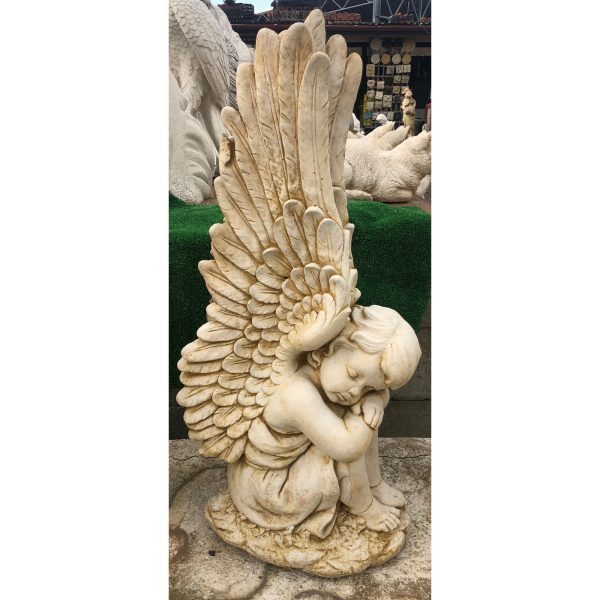 Uploaded ToBig Winged Sleeping Boy Angel Concrete Statue or Water Feature