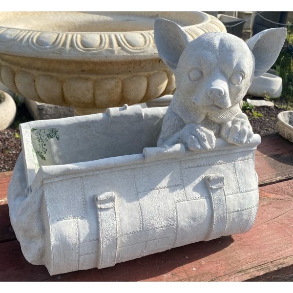 Big Dog in Bag Concrete Garden Statue Ornament