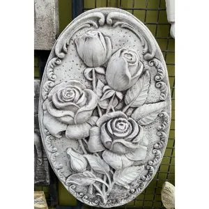 Oval Rose Medium Concrete Wall Plaque