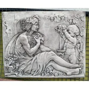 Grecian Man with Child Concrete Wall Plaque