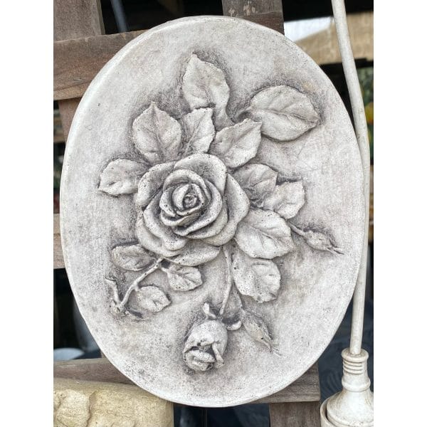 Oval Rose - Small Concrete Wall Plaque 9054