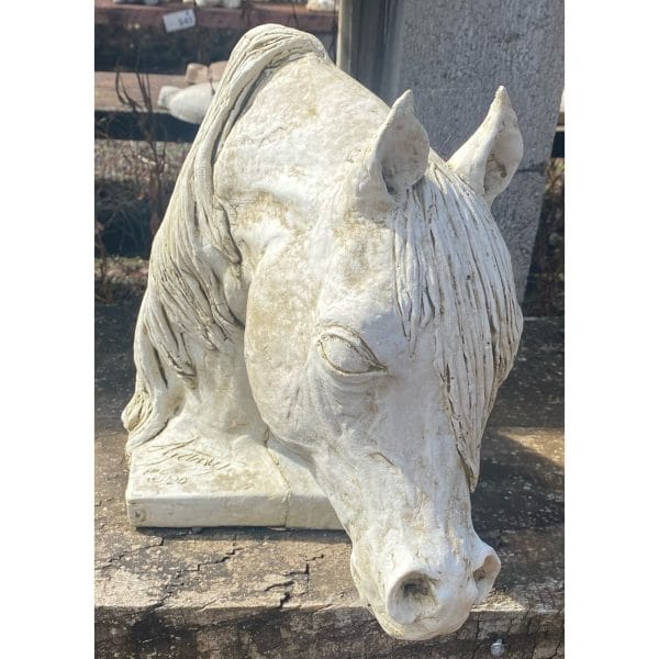 Arabian Stallion Bust Concrete Horse Statue - Image 3