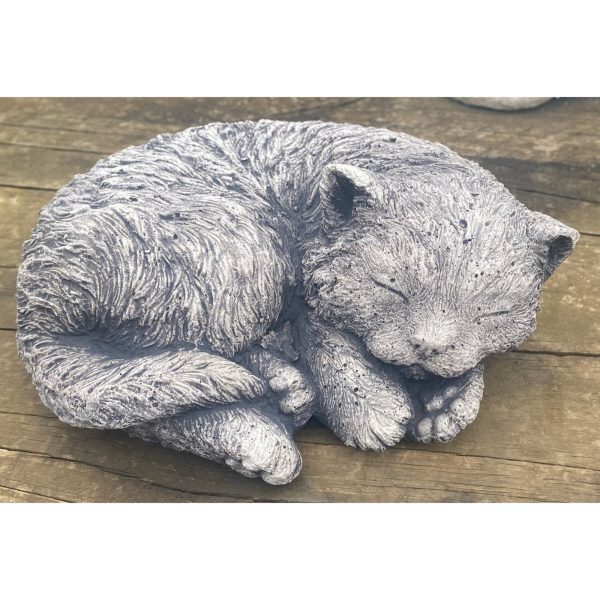 Sleeping Cat Rough Concrete Animal Statue 0122