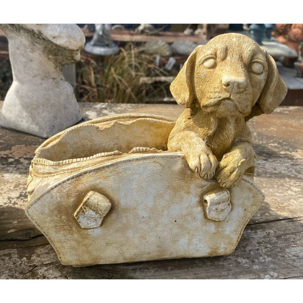 Small Dog in Rounded Bag Concrete Animal Statue 1040