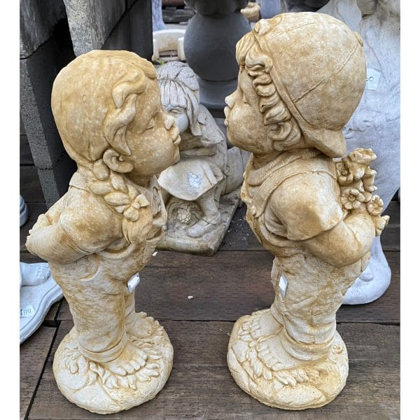 Kiss Me Boy & Girl Concrete Statue Pair 1317 & 1318