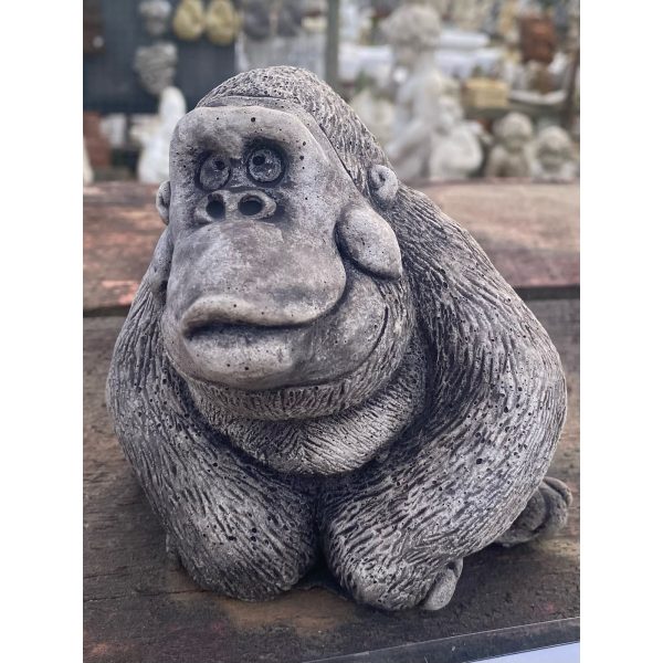 Grinning Gorilla Concrete Animal Statue 0090