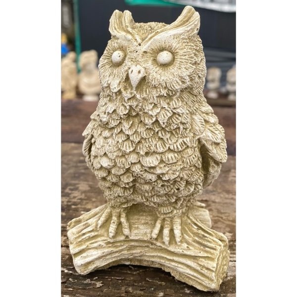 Owl on Branch Small Concrete Bird Statue 0901