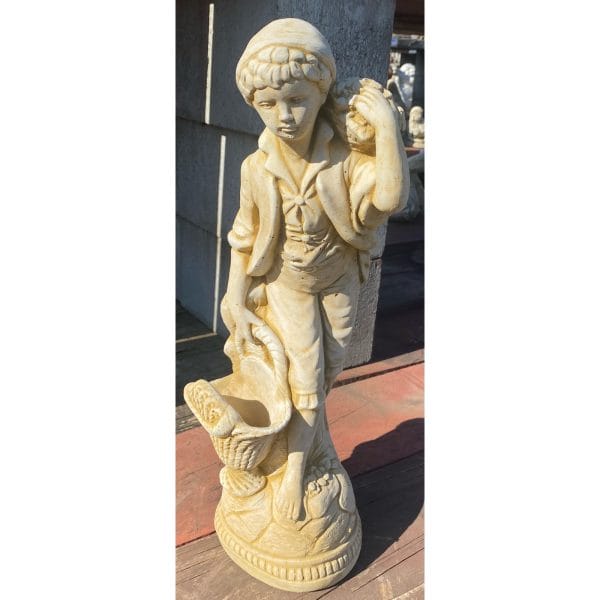 Boy with Basket Concrete Statue 0224