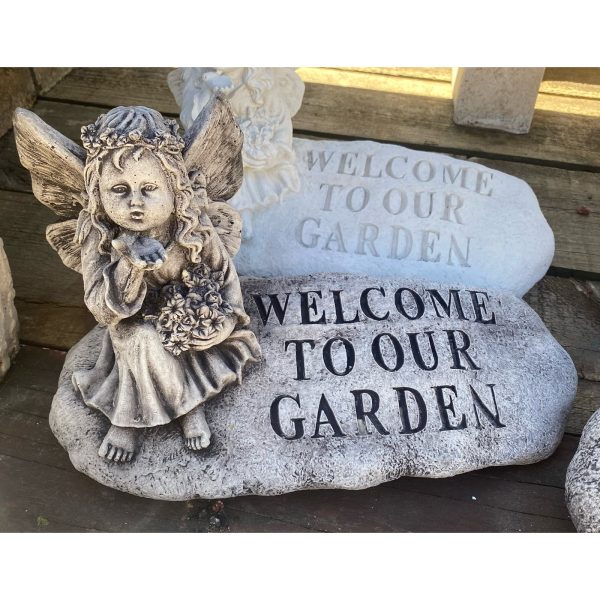 Welcome to Our Garden Fairy Concrete Statue 1250