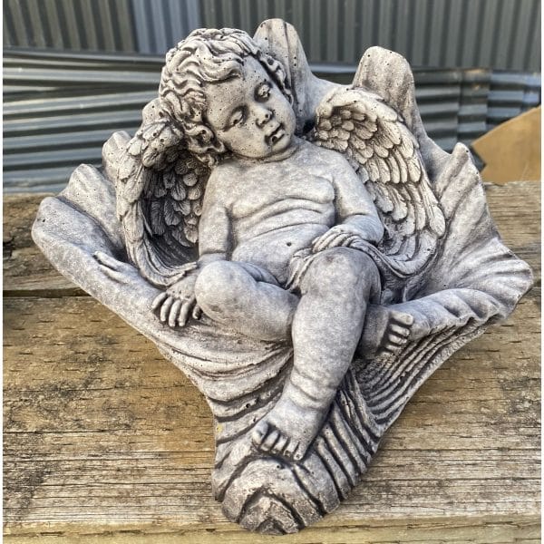 Angel in Shell Small Concrete Statue 0305