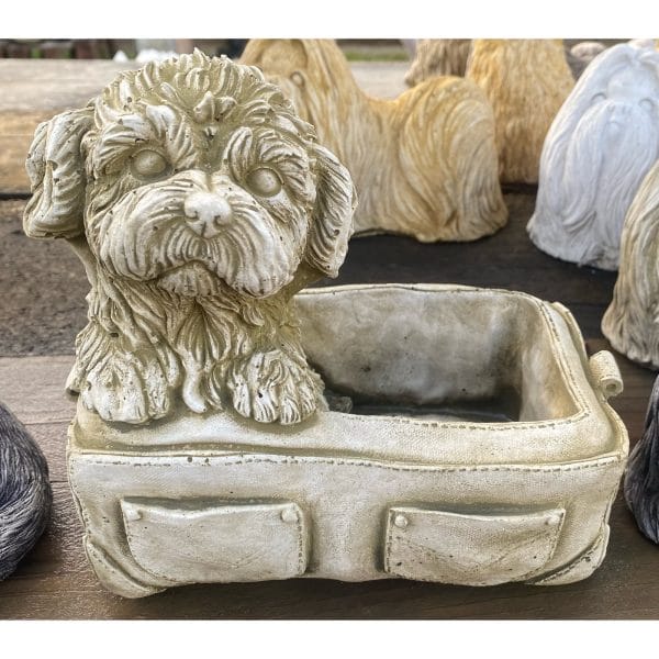 Shih Tzu in Bag Small Concrete Dog Statue 1039