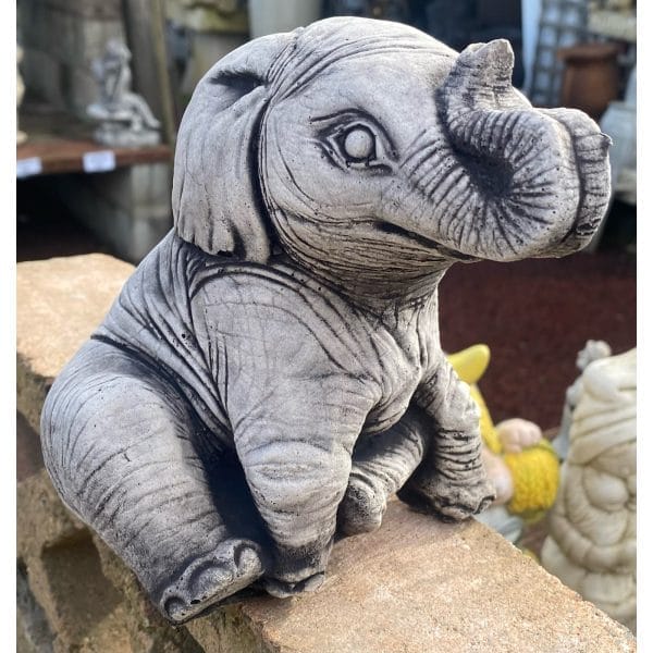 Sitting Elephant Medium Concrete Statue 0956