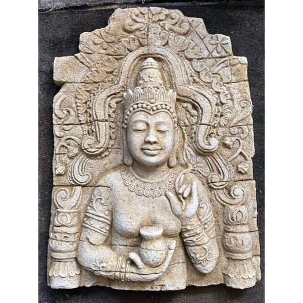 Hindu Goddess Dewi Sri Large Concrete Wall Plaque