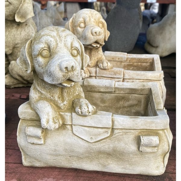 Small Dog in Square Bag Concrete Statue